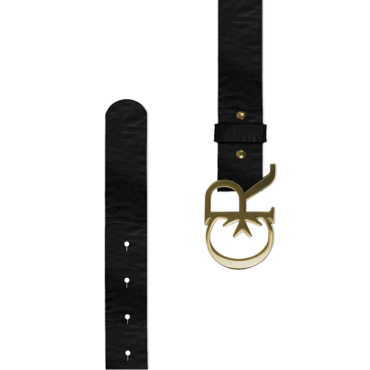 Classic leather belt with gold hardware