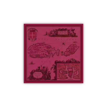 Silk Scarf map frame print - Burgundy