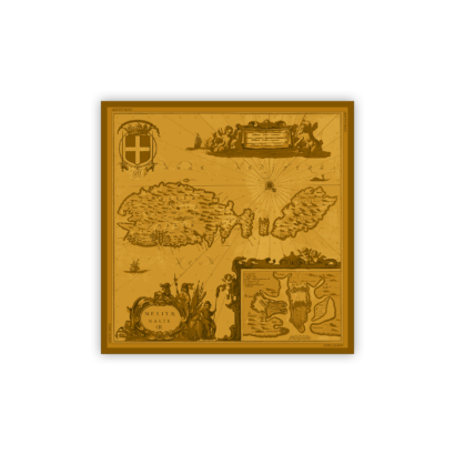 Silk Scarf map frame print - Tan