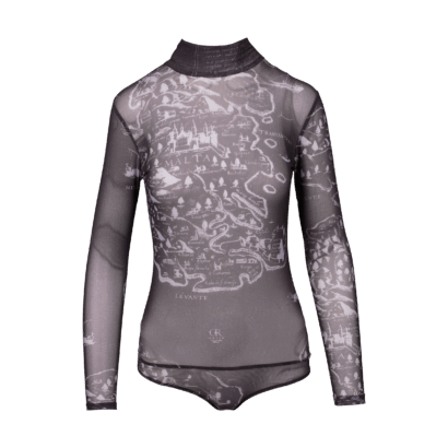 B&W map print net bodice - 38