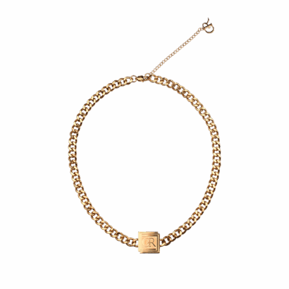 Square logo plate necklace