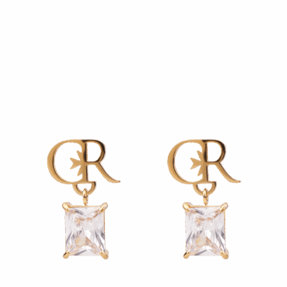 Logo crystal earrings