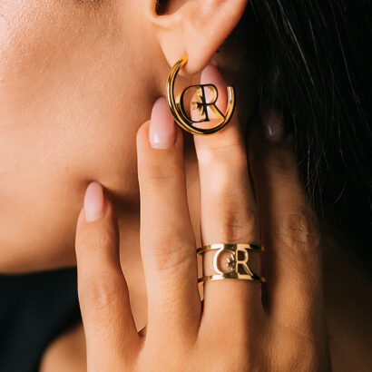 Logo Tube Hoop Earring