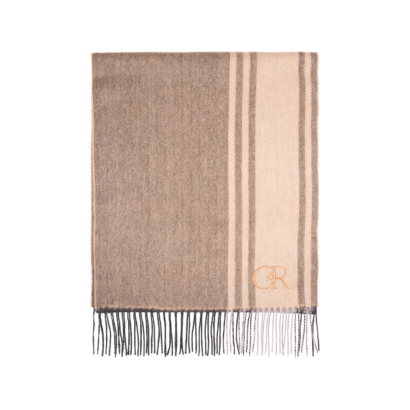 Striped Cashmere scarf - Camel/cream