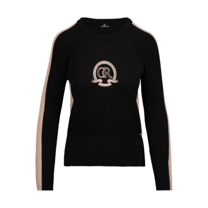 Crown leaf sweater - 34, black/camel