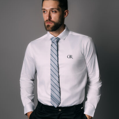 Silk jacquard tie stripe/logos